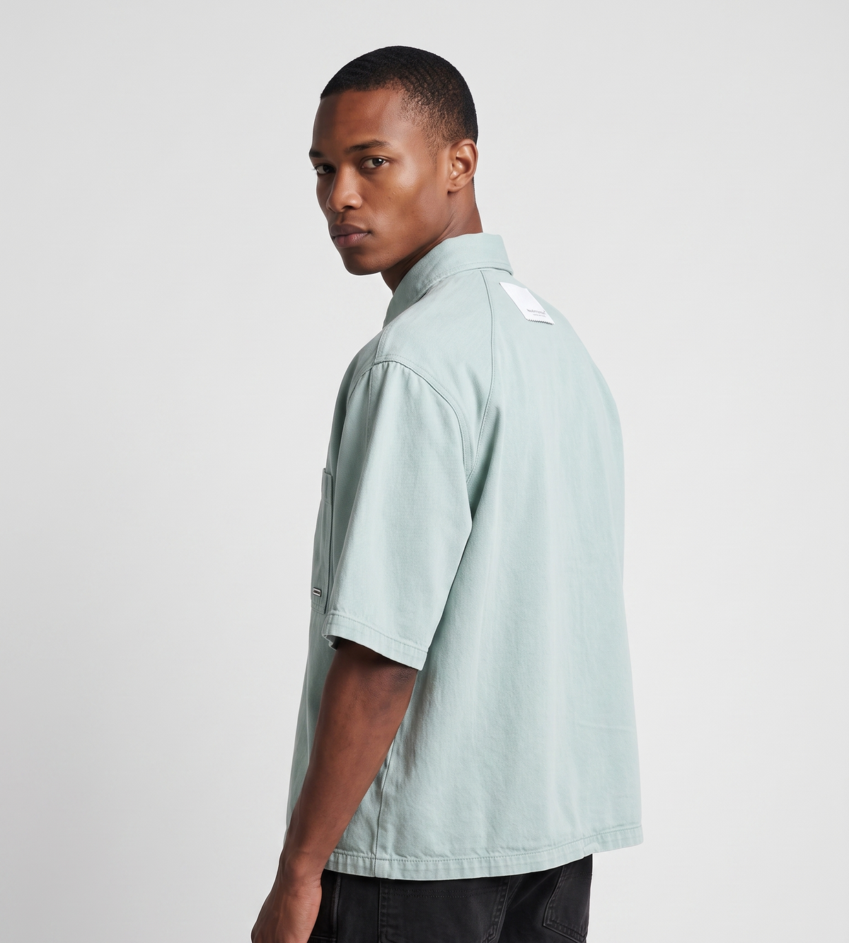 New Amsterdam Surf Association Denim Short Sleeve Button Up Mint