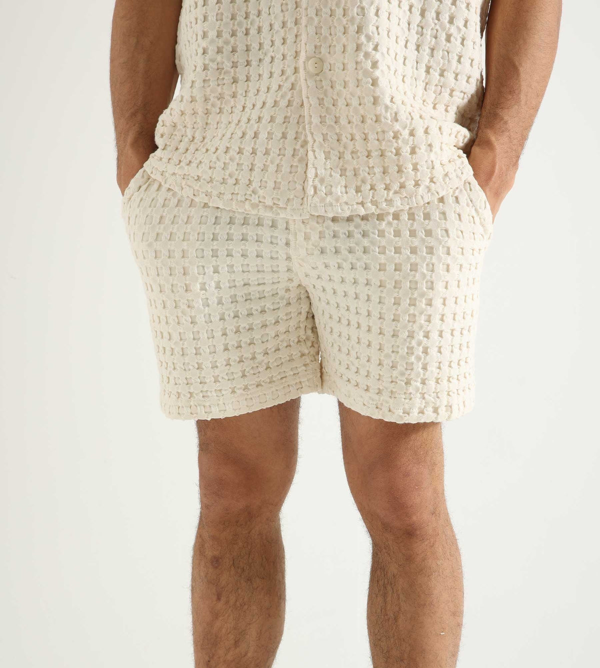 OAS Ecru Porto Waffle Shorts